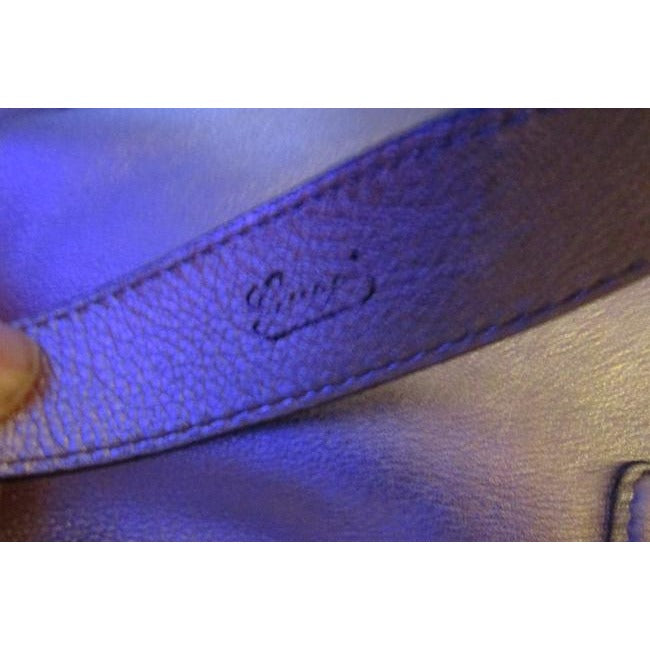 Gucci New Jackie Triangular Shaped Metallic Leather Hobo Bag W Wide Sherry Stripe