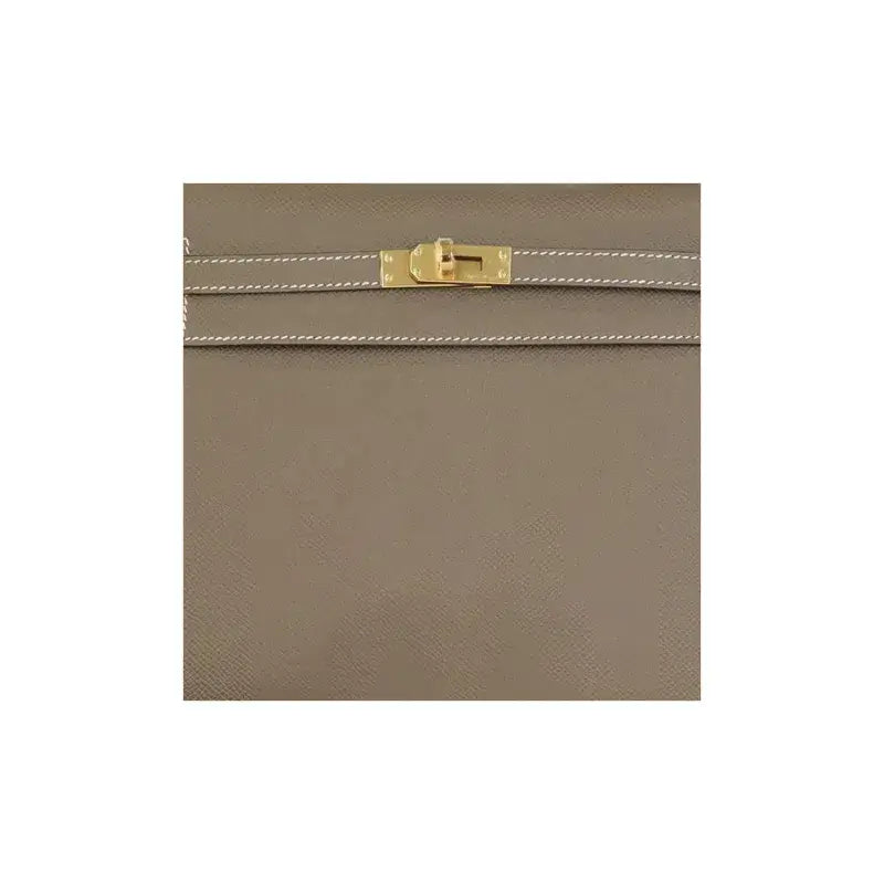 HERMES Kelly Bag Epsom Leather Handbag (25,28) elephant gray gold hardware