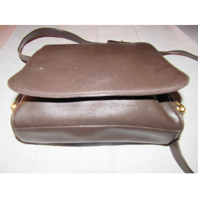 Gucci Vintage Brown Leather With Gold Equestrian Accents Cross Body Bag