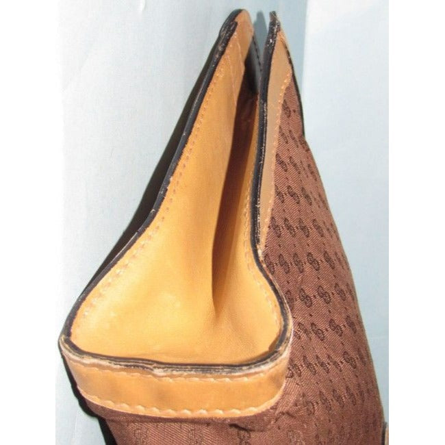 Gucci Vintage Pursesdesigner Purses Btrown Small G Logo Print Fabric And Camel Leather Jacquard Canv