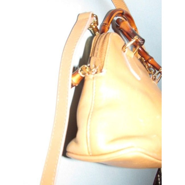Gucci Camel Leather Two-Way Bamboo Satchel