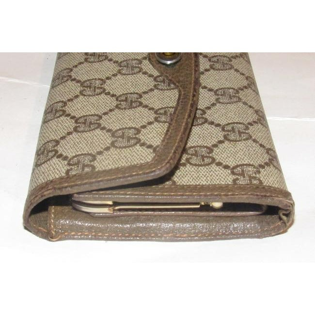 Gucci Brown Guccissima Print Xl Early Tri Fold Continental Wallet