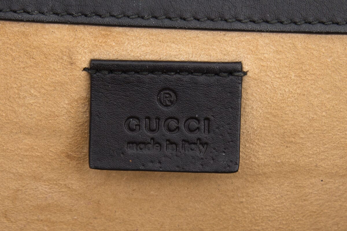 Gucci Dionysus Embroidered Floral Black Leather "Blind For Love" HandBag