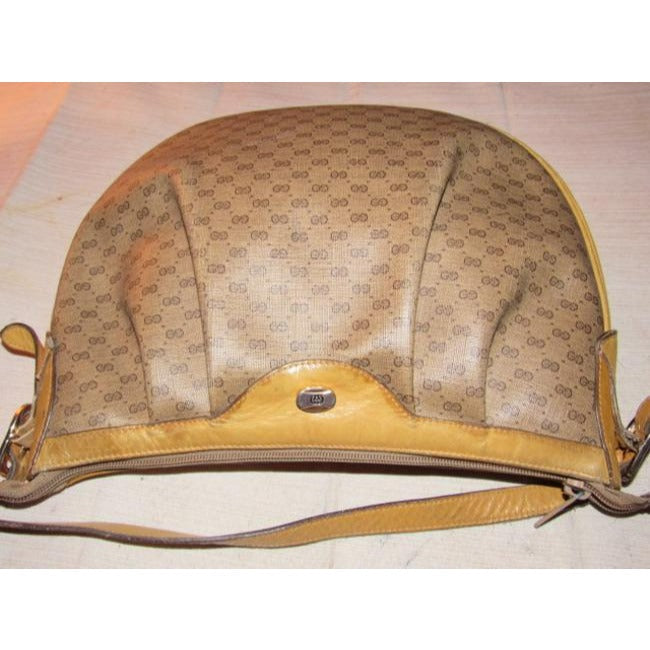 Gucci Sukey Vintage Brown Small G Logo Print Coated Canvas And Camel Leather