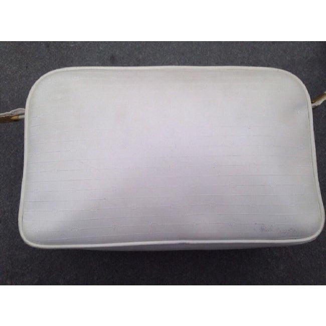 Gucci Vintage Pursesdesigner Purses White Canvas With Small G Logo And Leather Coated Shoulder Bag