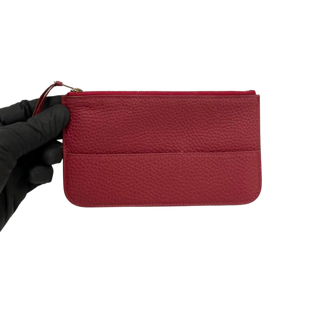 HERMES Long Wallet Purse Taurillon Clemence wine-red Dogon GM