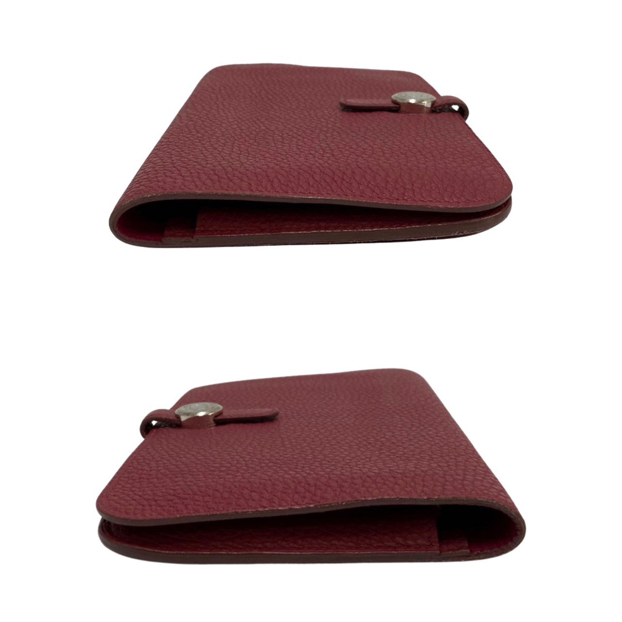 HERMES Long Wallet Purse Taurillon Clemence wine-red Dogon GM