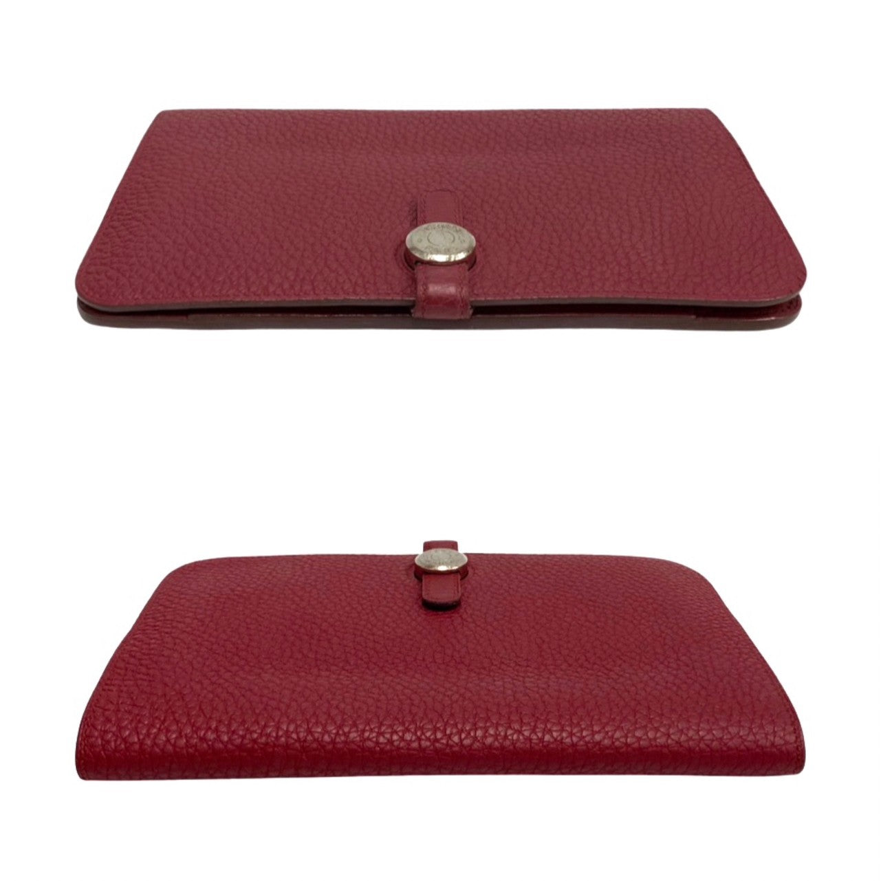 HERMES Long Wallet Purse Taurillon Clemence wine-red Dogon GM
