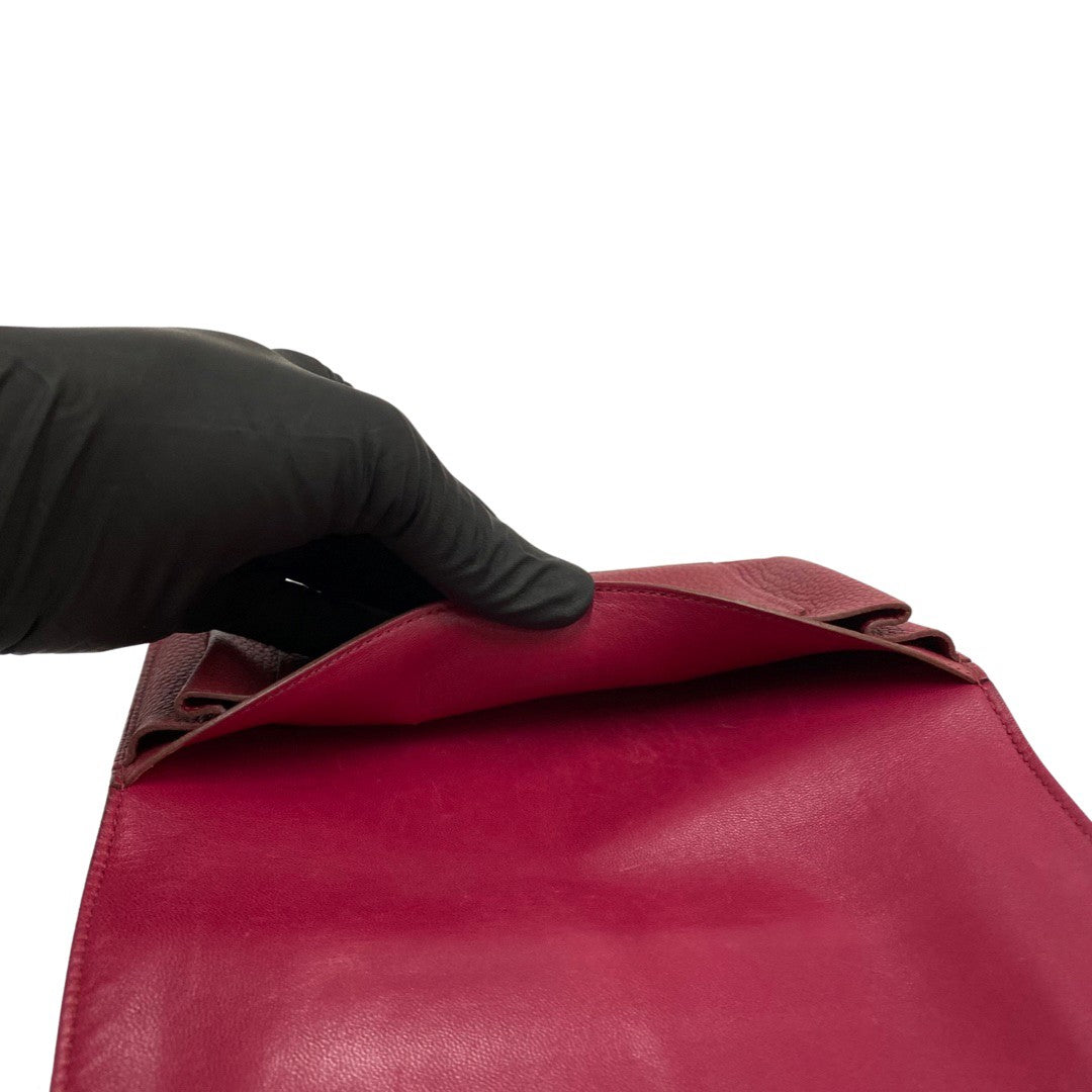 HERMES Long Wallet Purse Taurillon Clemence wine-red Dogon GM