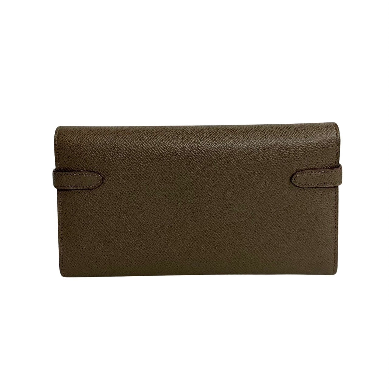 HERMES Long Wallet Purse leather gray Kelly wallet