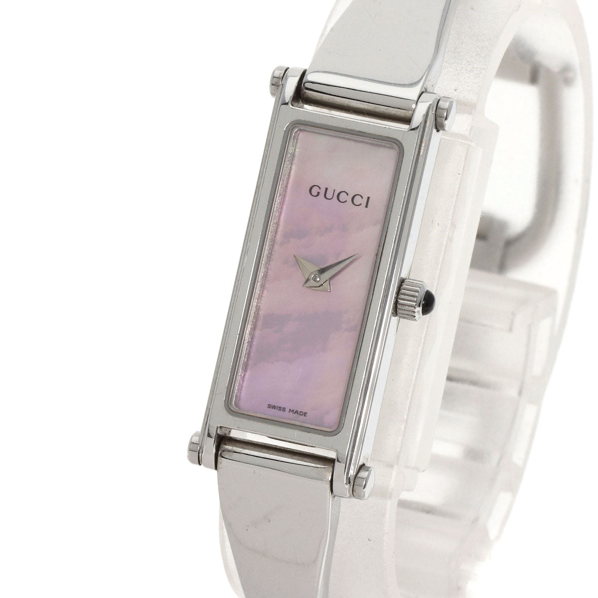GUCCI Watches Quartz 1500L Stainless Steel Silver Square face Pink shell dial
