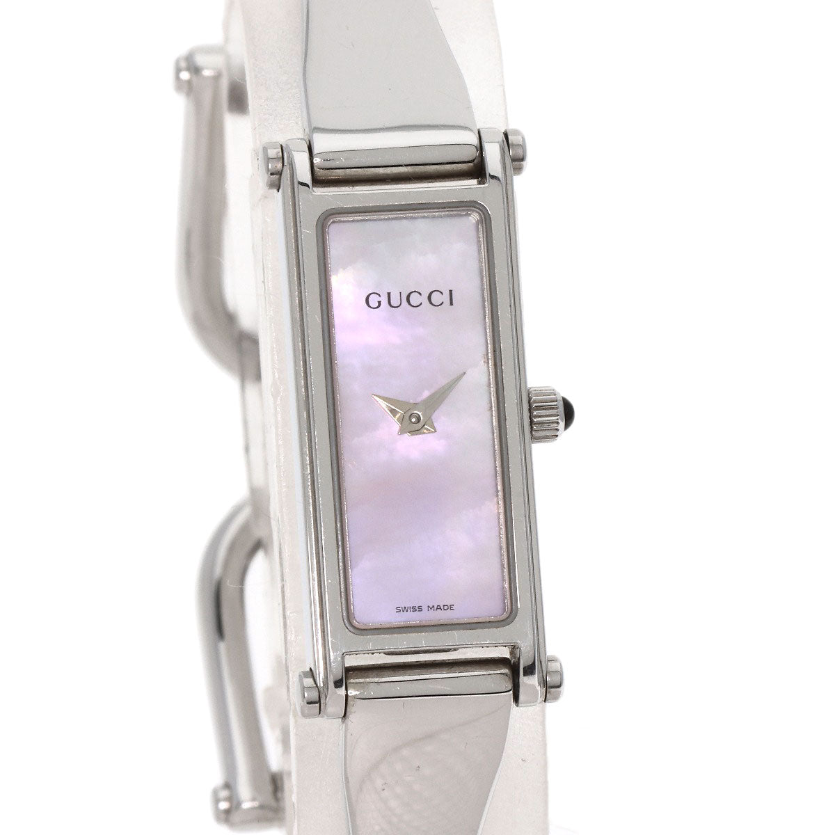 GUCCI Watches Quartz 1500L Stainless Steel Silver Square face Pink shell dial