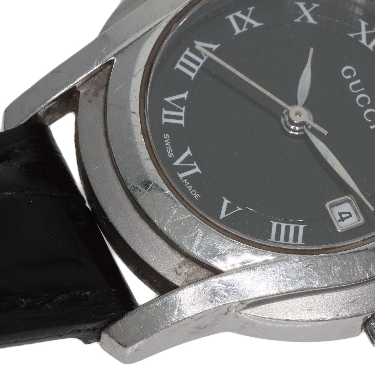 GUCCI Watches Quartz 5500L Stainless Steel Silver Round face black dial