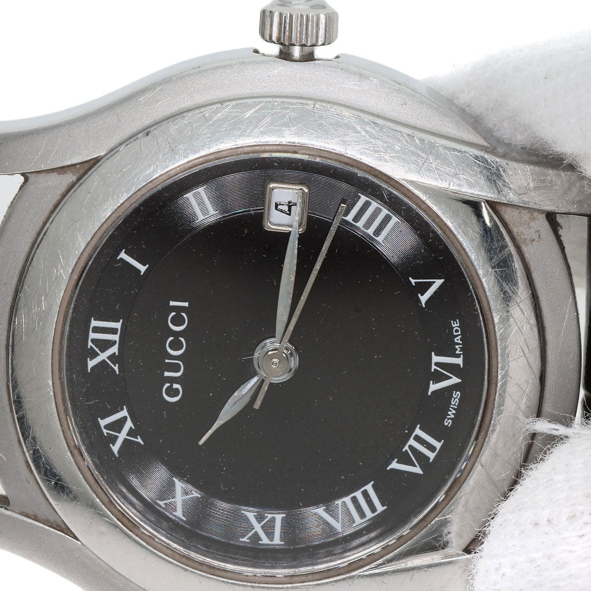 GUCCI Watches Quartz 5500L Stainless Steel Silver Round face black dial