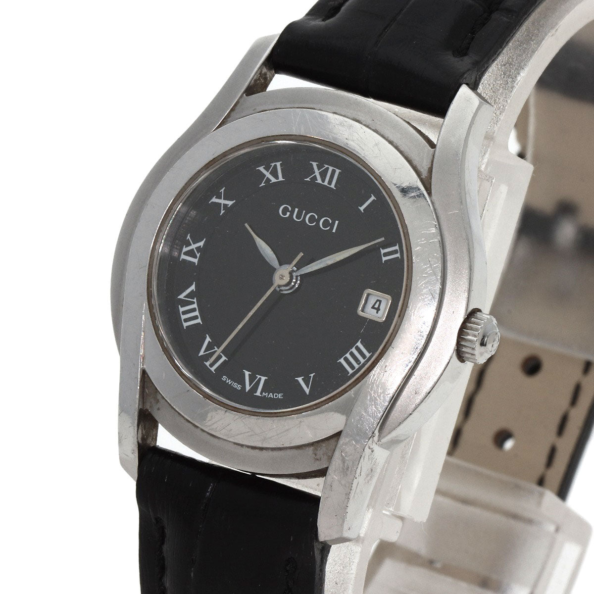 GUCCI Watches Quartz 5500L Stainless Steel Silver Round face black dial