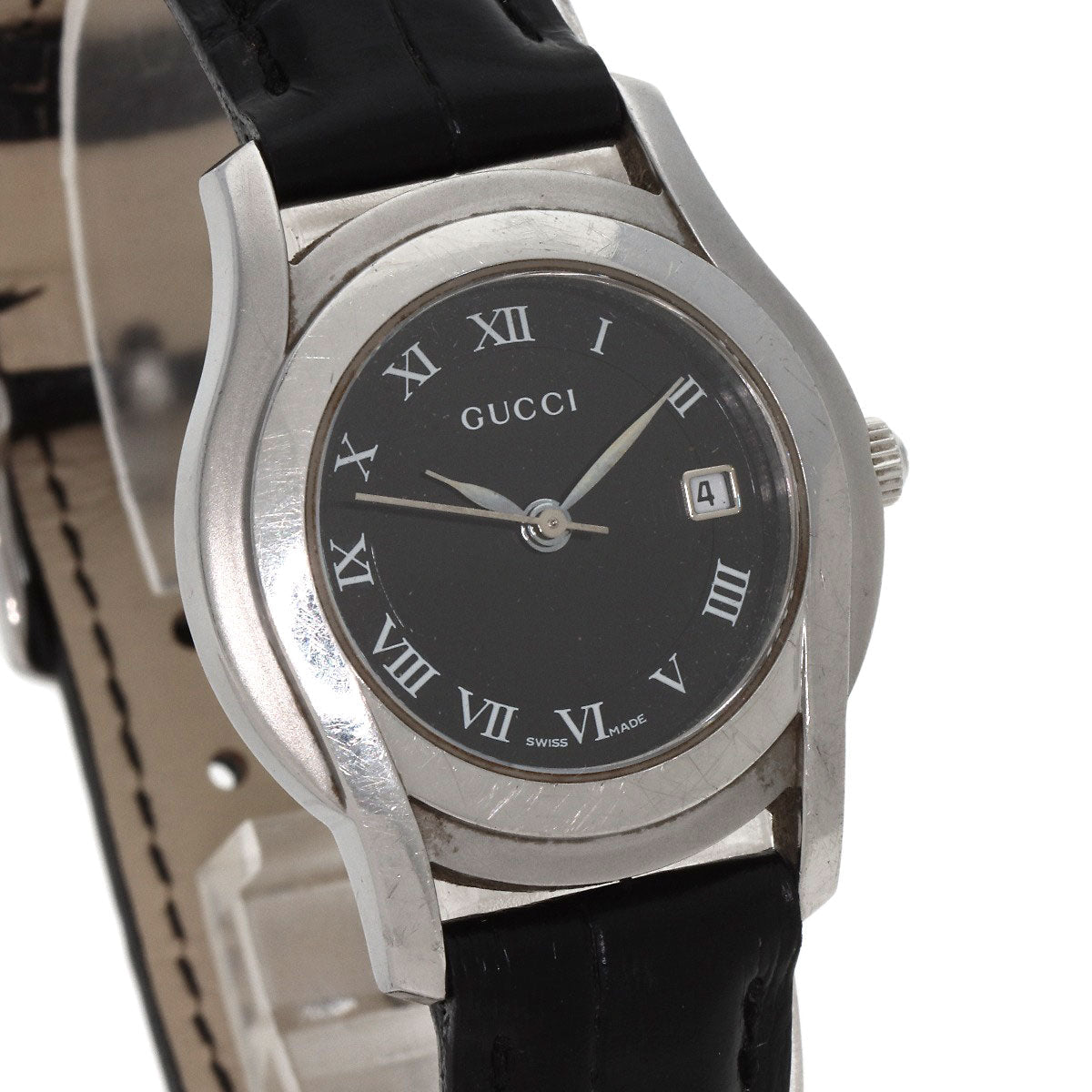 GUCCI Watches Quartz 5500L Stainless Steel Silver Round face black dial