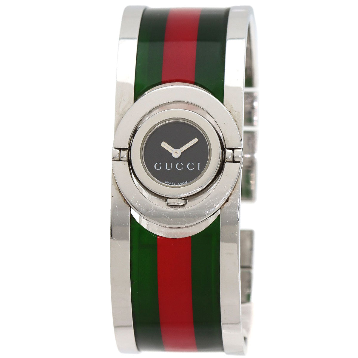 GUCCI Watches Quartz 112 Stainless Steel Silver Twirl black dial