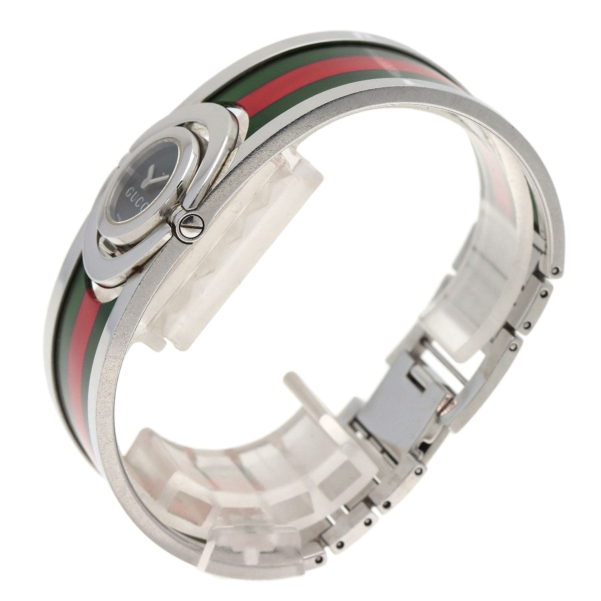 GUCCI Watches Quartz 112 Stainless Steel Silver Twirl black dial