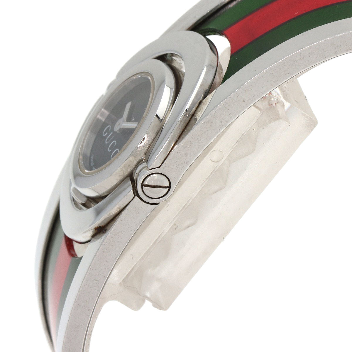 GUCCI Watches Quartz 112 Stainless Steel Silver Twirl black dial
