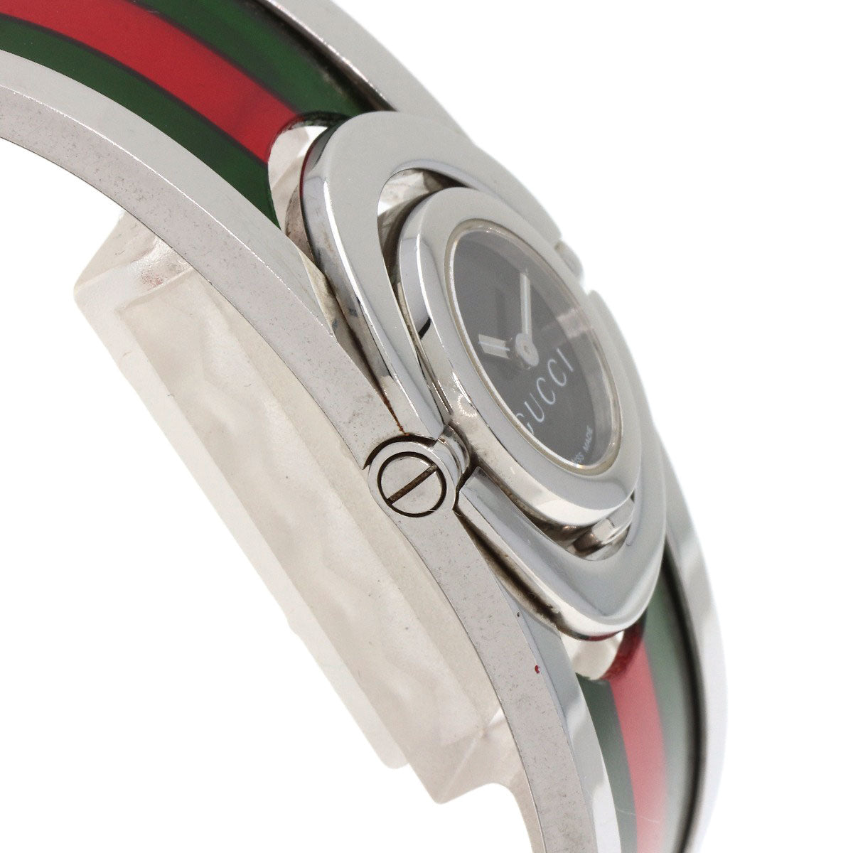GUCCI Watches Quartz 112 Stainless Steel Silver Twirl black dial