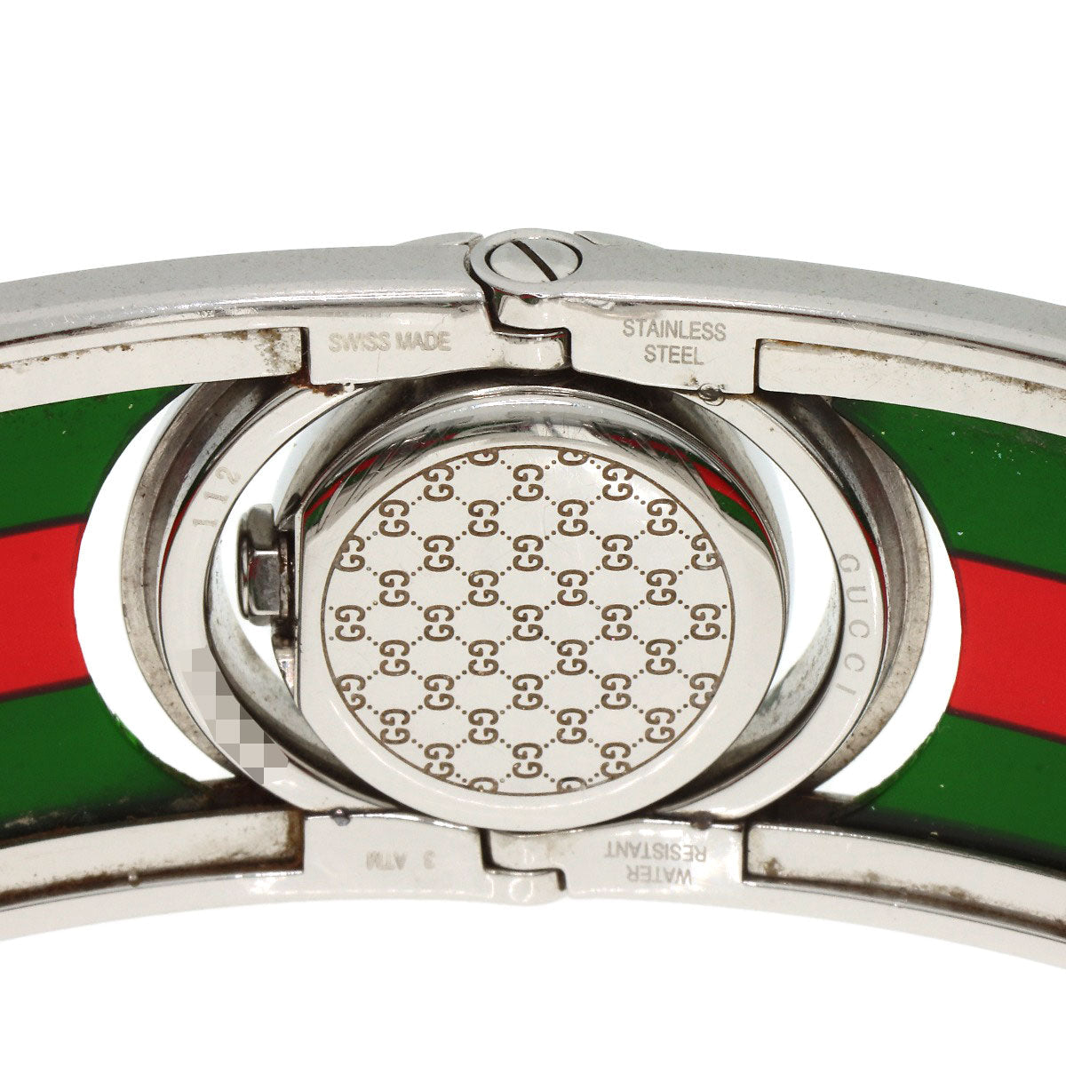 GUCCI Watches Quartz 112 Stainless Steel Silver Twirl black dial