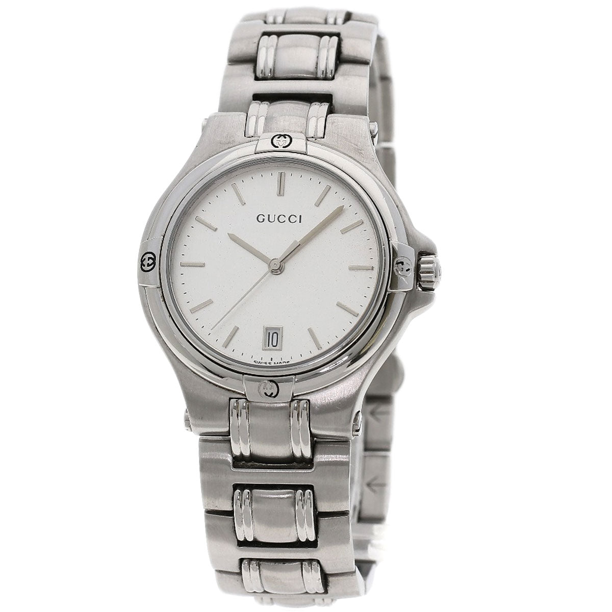 GUCCI Watches Quartz 9040M Stainless Steel , Stainless Steel Silver Round face Silver dial mens Used
