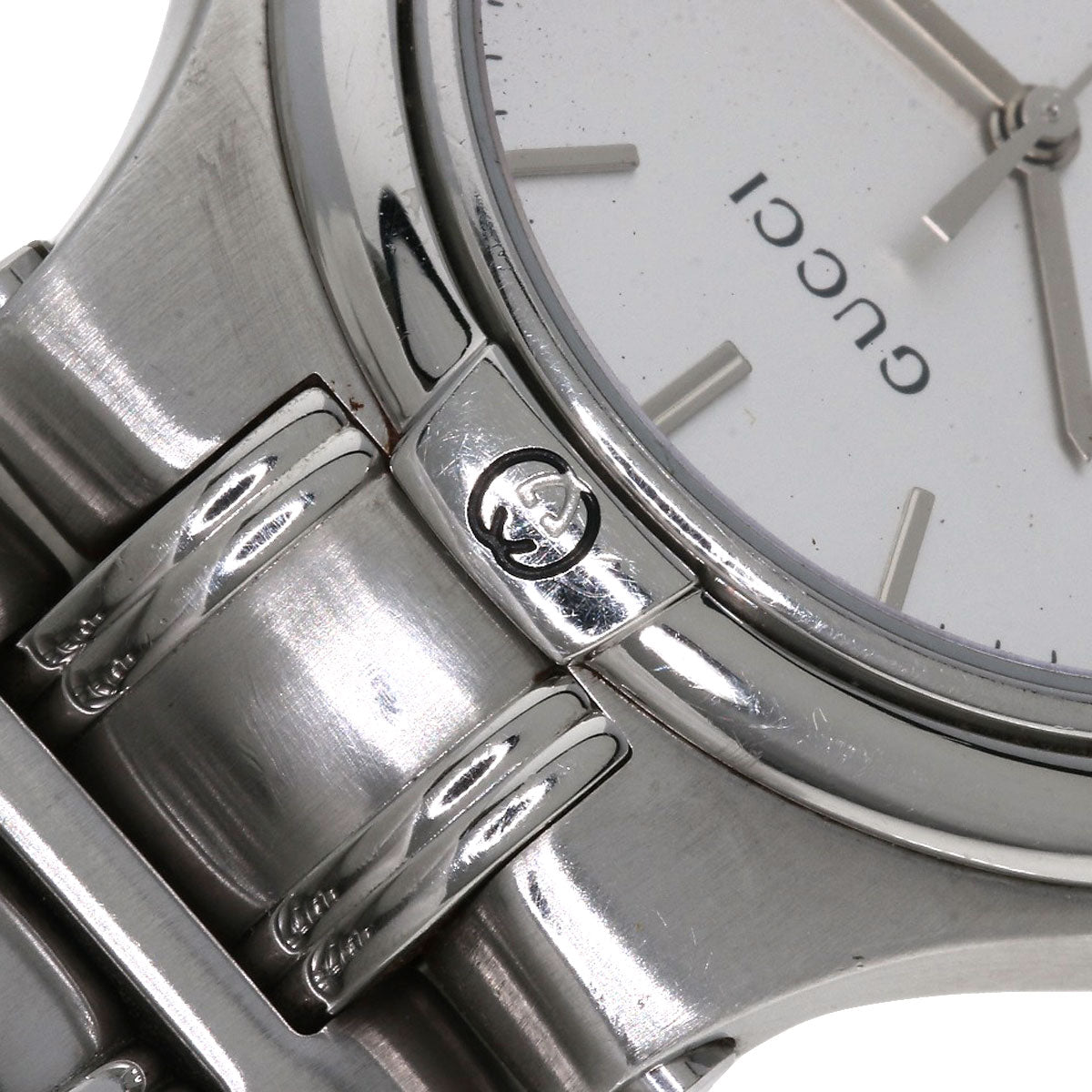 GUCCI Watches Quartz 9040M Stainless Steel , Stainless Steel Silver Round face Silver dial mens Used