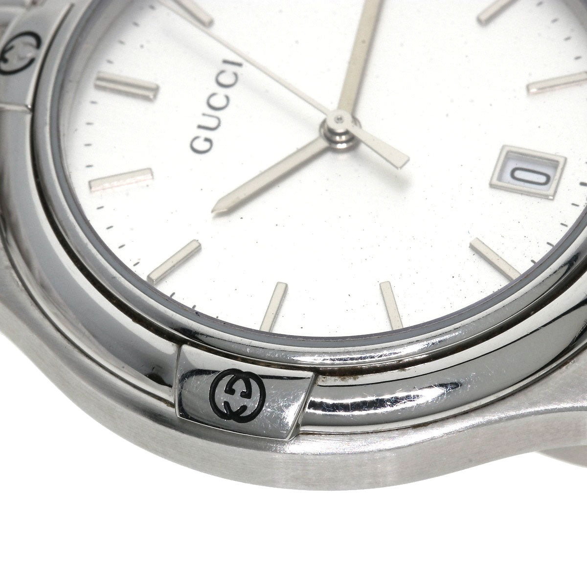 GUCCI Watches Quartz 9040M Stainless Steel , Stainless Steel Silver Round face Silver dial mens Used
