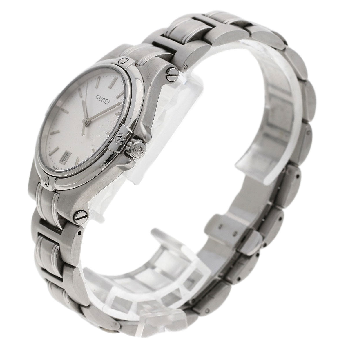 GUCCI Watches Quartz 9040M Stainless Steel , Stainless Steel Silver Round face Silver dial mens Used