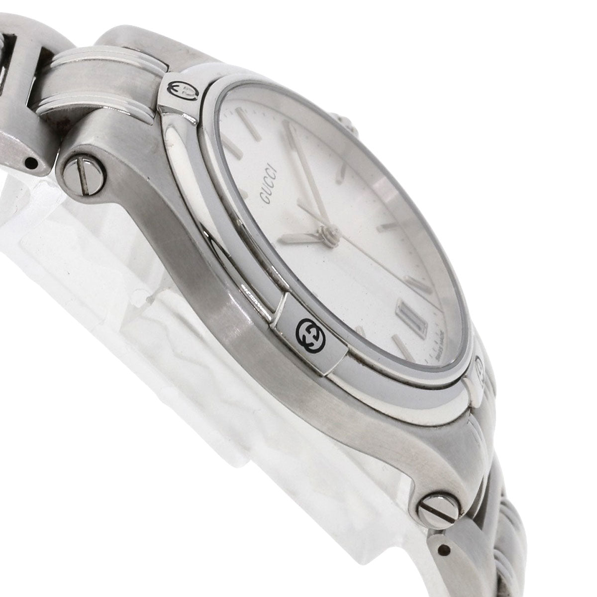 GUCCI Watches Quartz 9040M Stainless Steel , Stainless Steel Silver Round face Silver dial mens Used