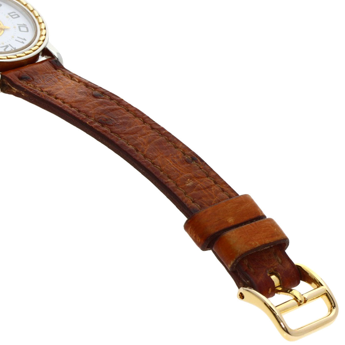 HERMES Watches Quartz Stainless Steel, Leather Silver Serie white dial Women Used