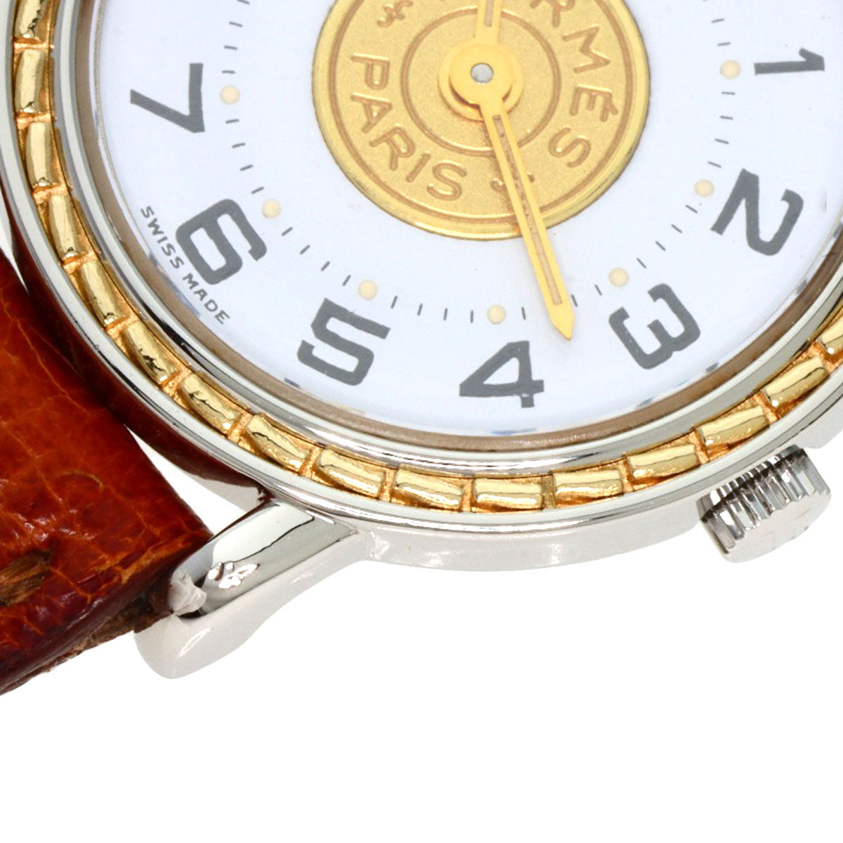 HERMES Watches Quartz Stainless Steel, Leather Silver Serie white dial Women Used