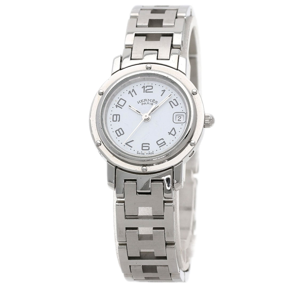 HERMES Watches Quartz CL4.210 Stainless Steel Silver Clipper white dial