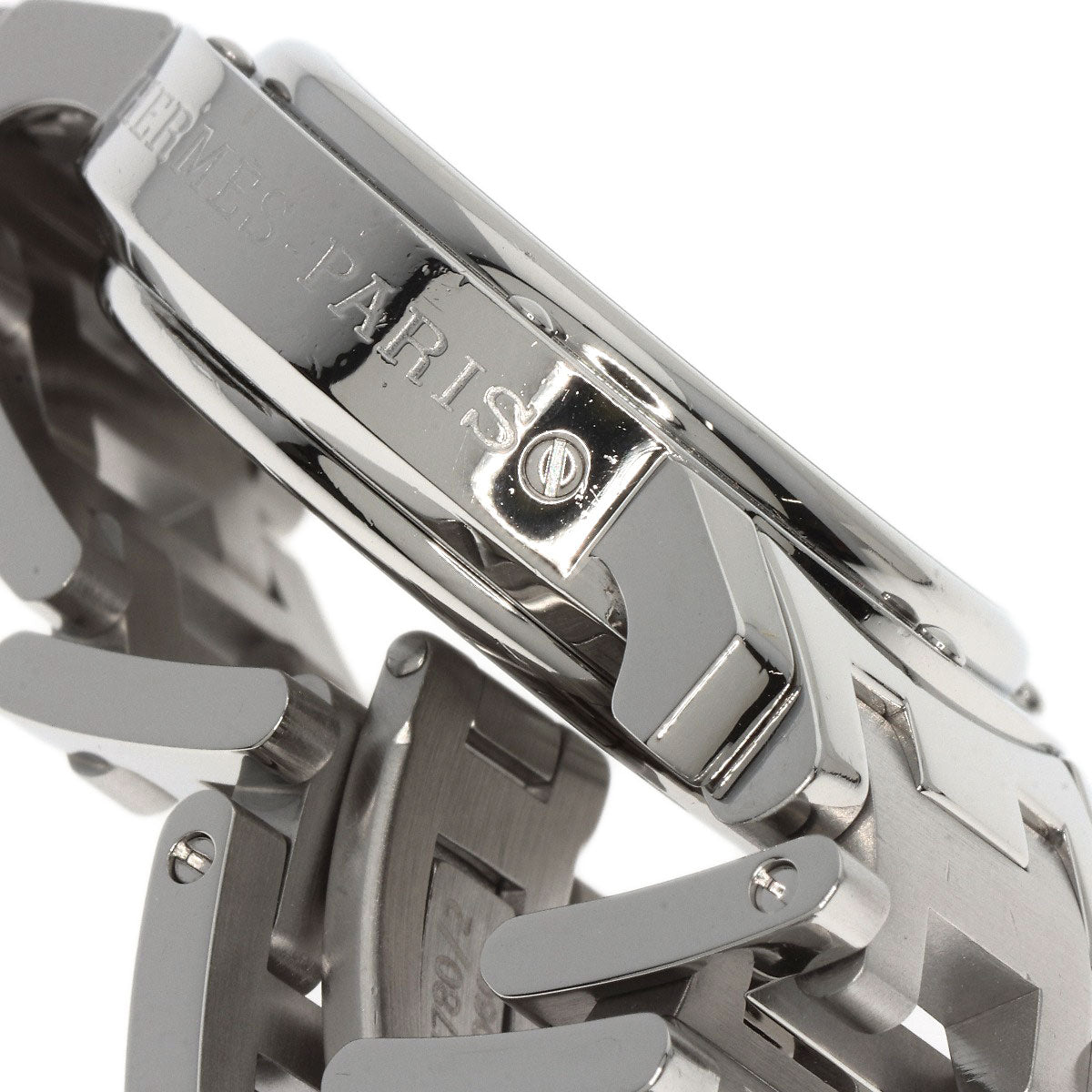 HERMES Watches Quartz CL1.310 Stainless Steel , Stainless Steel Silver Clipper Chrono black dial Women Used