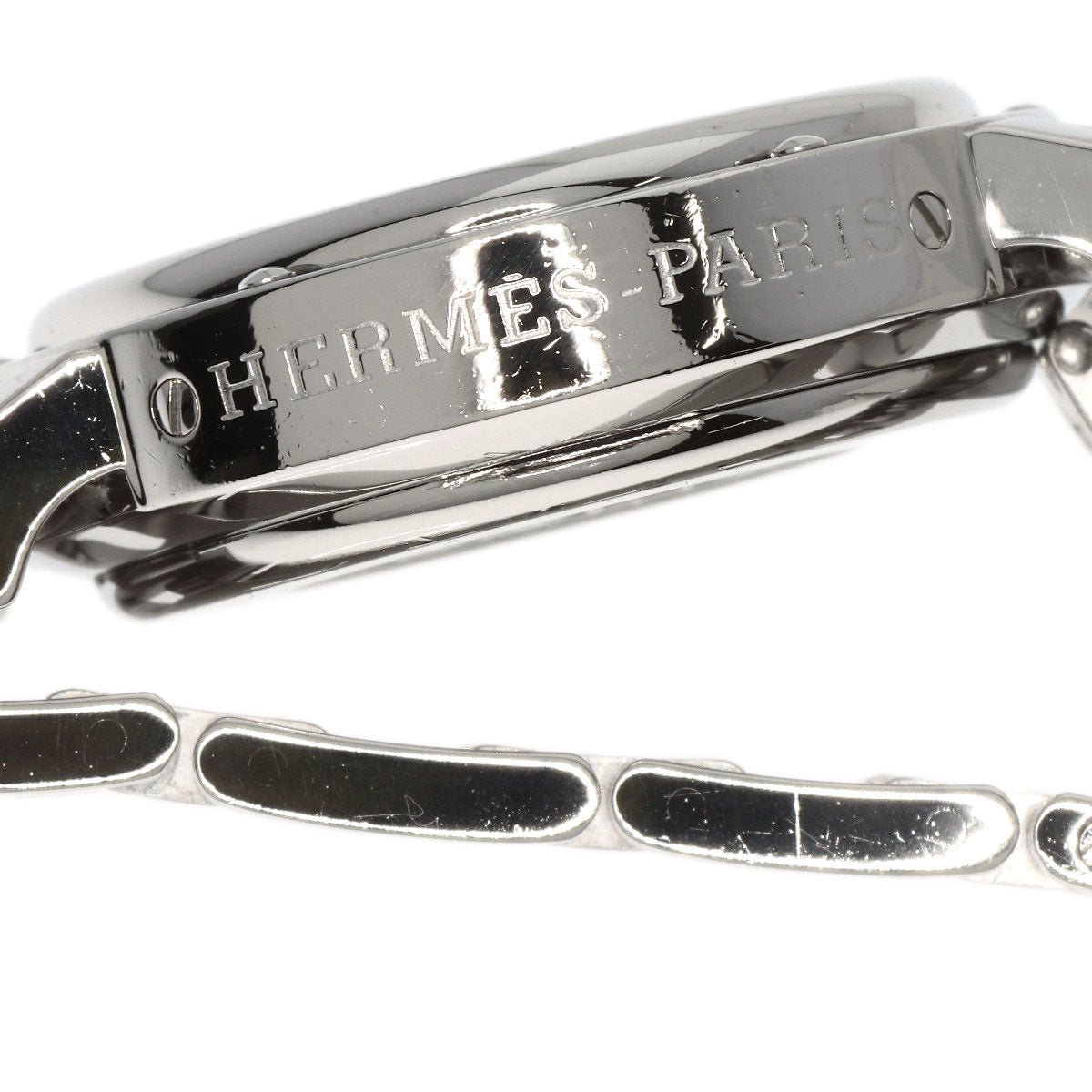 HERMES Watches Quartz CL1.310 Stainless Steel , Stainless Steel Silver Clipper Chrono black dial Women Used