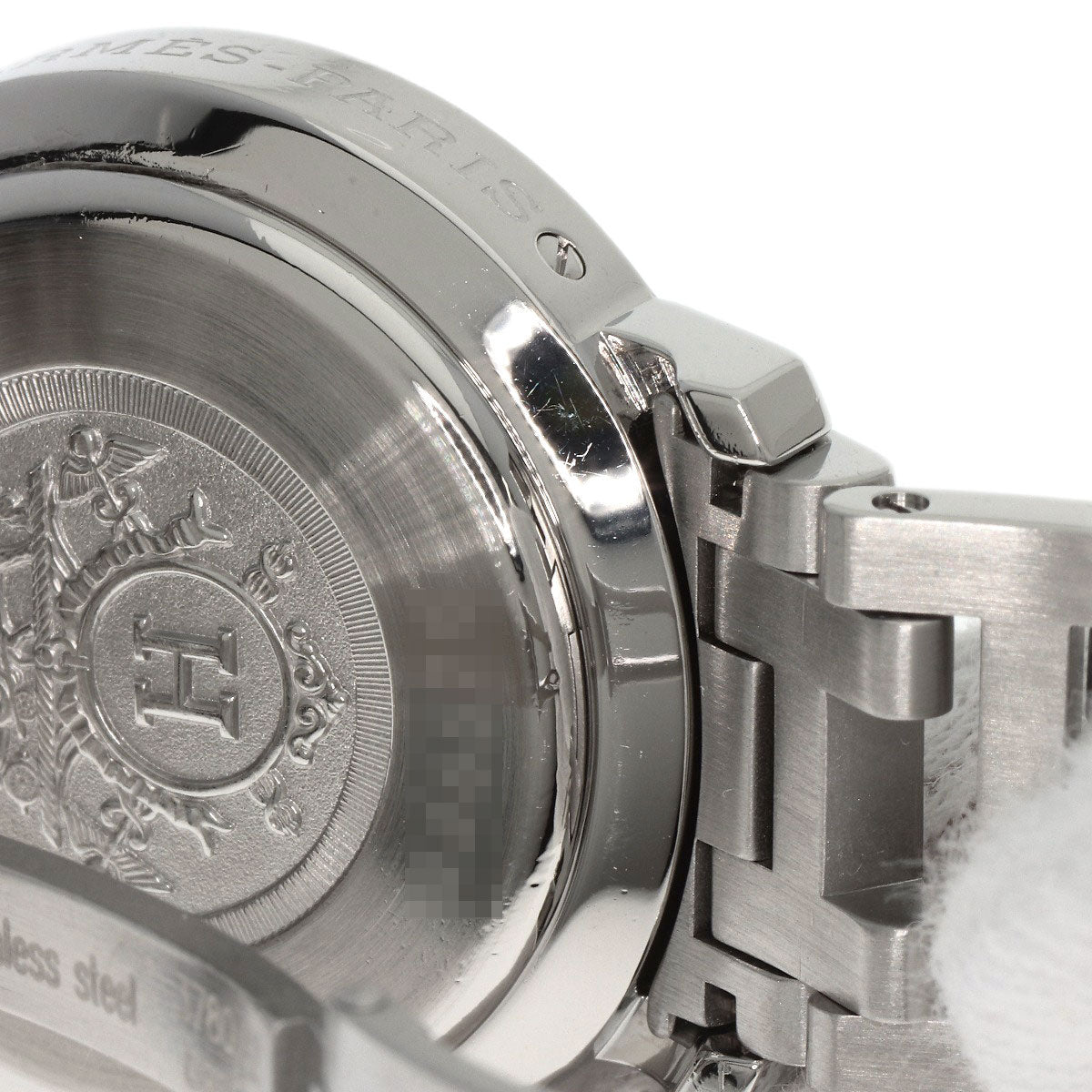 HERMES Watches Quartz CL1.310 Stainless Steel , Stainless Steel Silver Clipper Chrono black dial Women Used