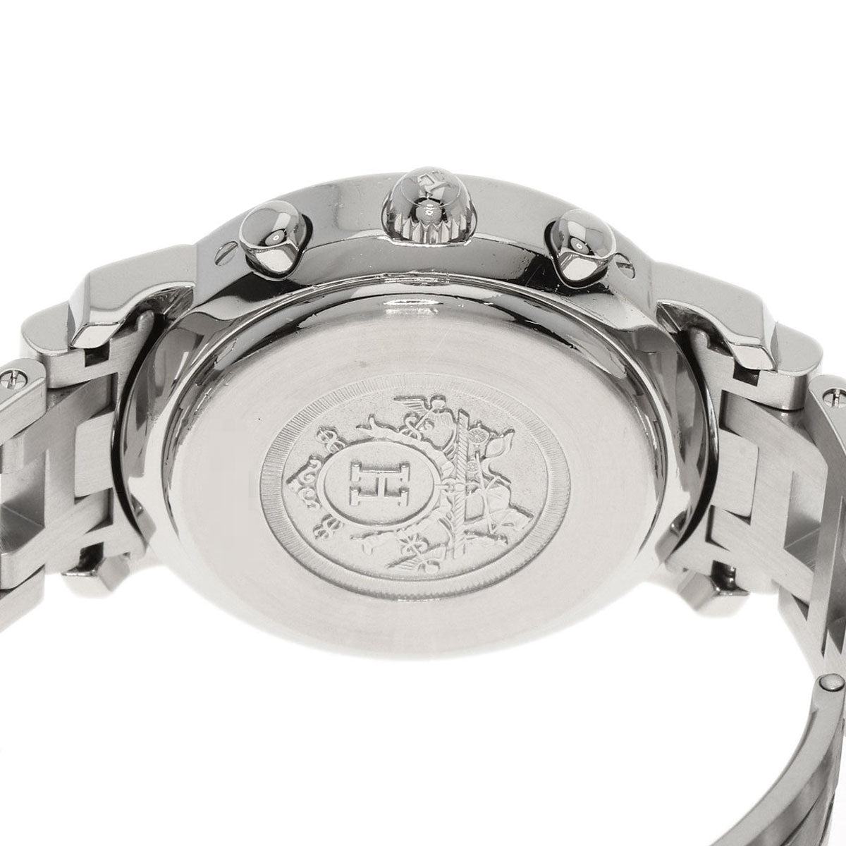 HERMES Watches Quartz CL1.310 Stainless Steel , Stainless Steel Silver Clipper Chrono black dial Women Used