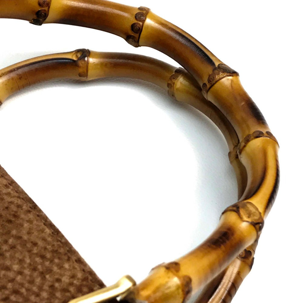 GUCCI Handbag 000123 Suede/Leather, Bamboo Brown Shoulder Bamboo handle Women Used