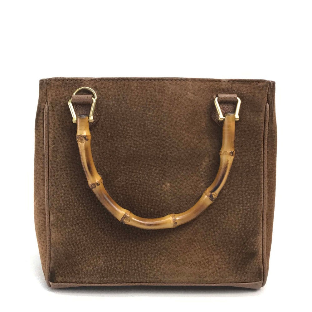 GUCCI Handbag 000123 Suede/Leather, Bamboo Brown Shoulder Bamboo handle Women Used