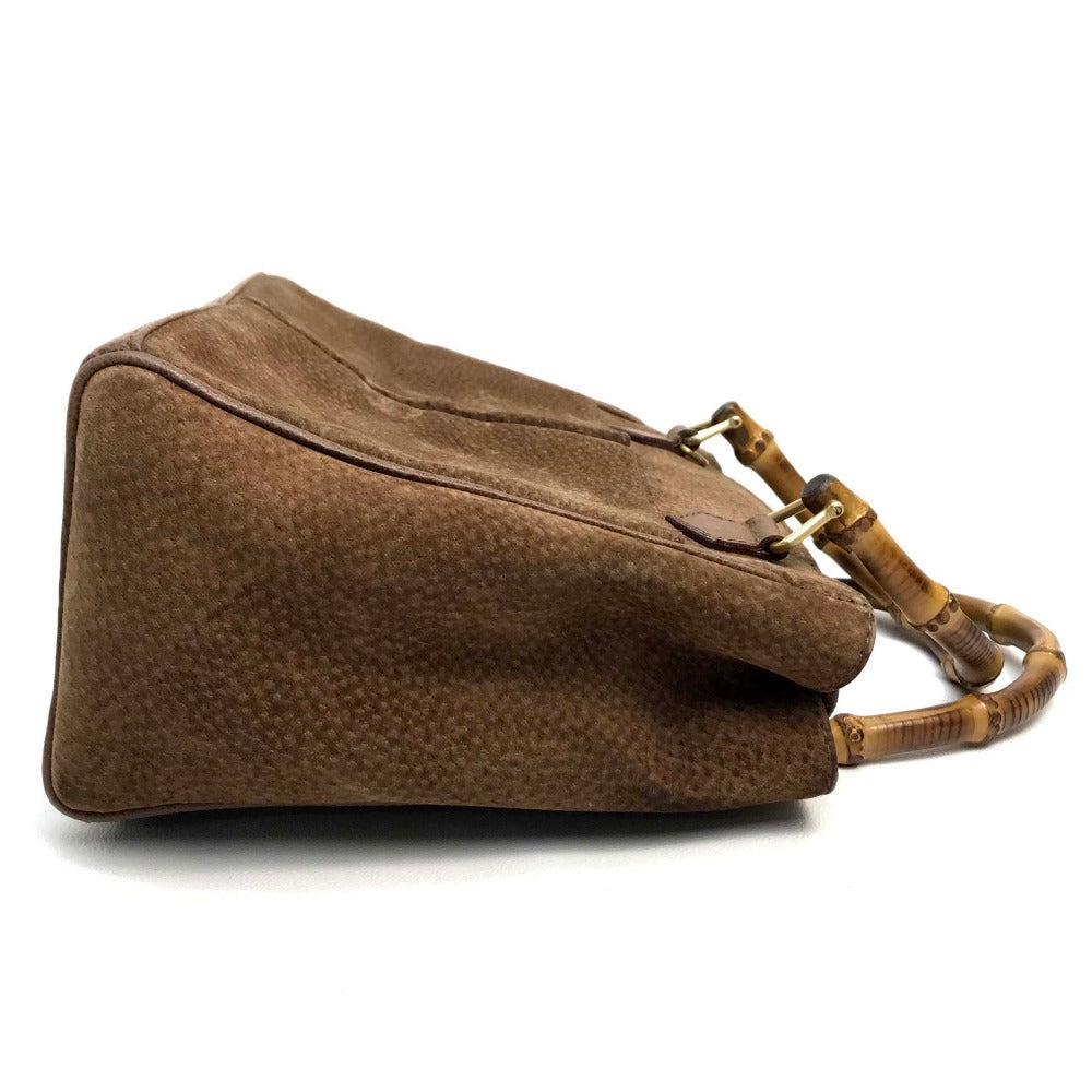 GUCCI Handbag 000123 Suede/Leather, Bamboo Brown Shoulder Bamboo handle Women Used