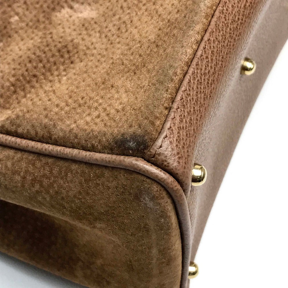 GUCCI Handbag 000123 Suede/Leather, Bamboo Brown Shoulder Bamboo handle Women Used