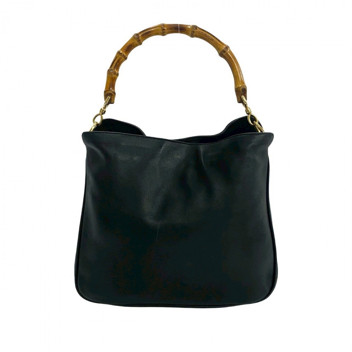 GUCCI Shoulder Bag leather black Bamboo