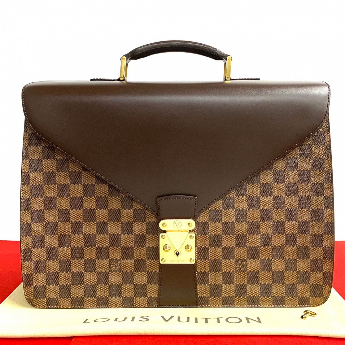 LOUIS VUITTON Business bag leather Brown Damier Ambassador
