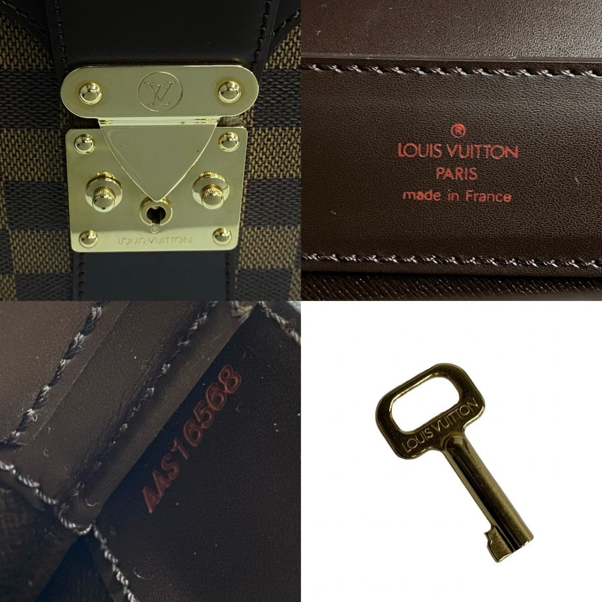 LOUIS VUITTON Business bag leather Brown Damier Ambassador