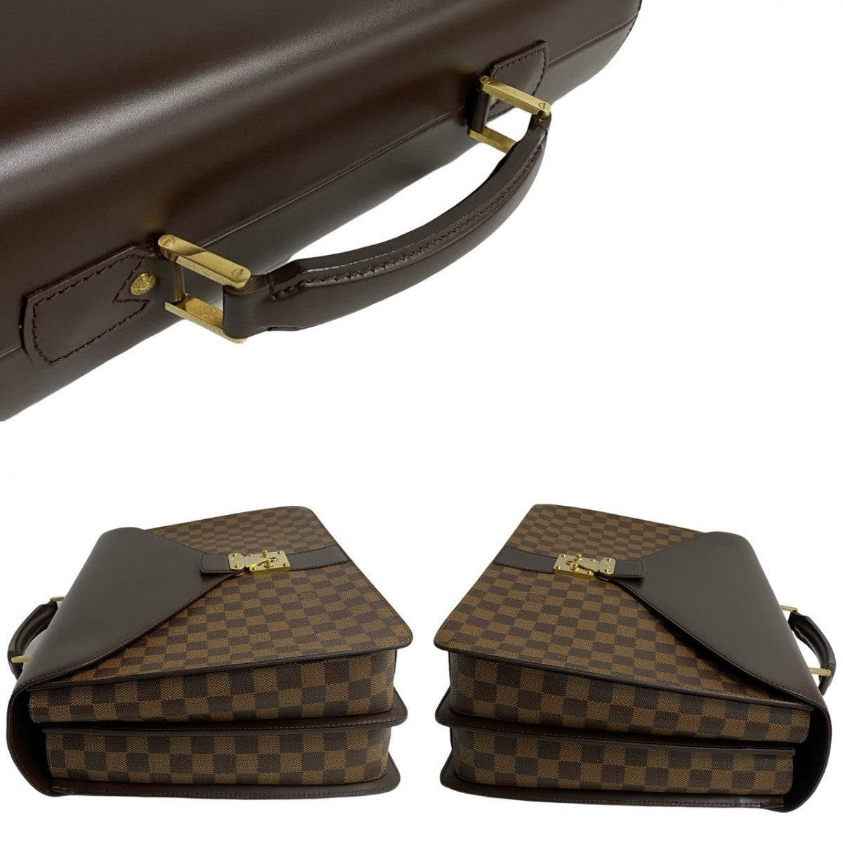 LOUIS VUITTON Business bag leather Brown Damier Ambassador