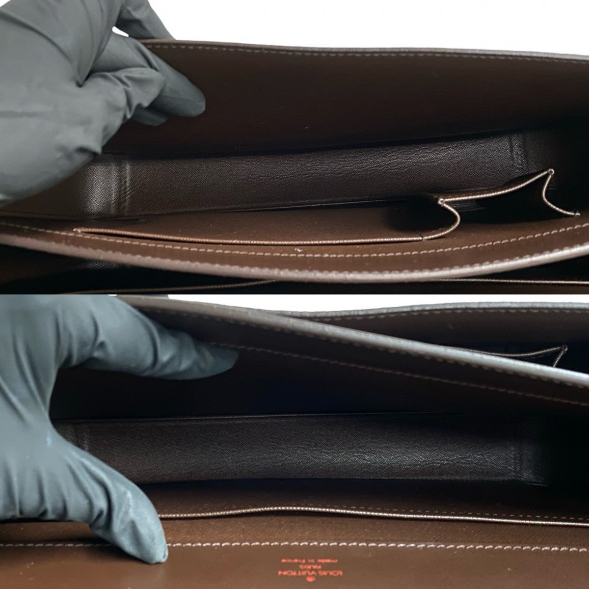LOUIS VUITTON Business bag leather Brown Damier Ambassador