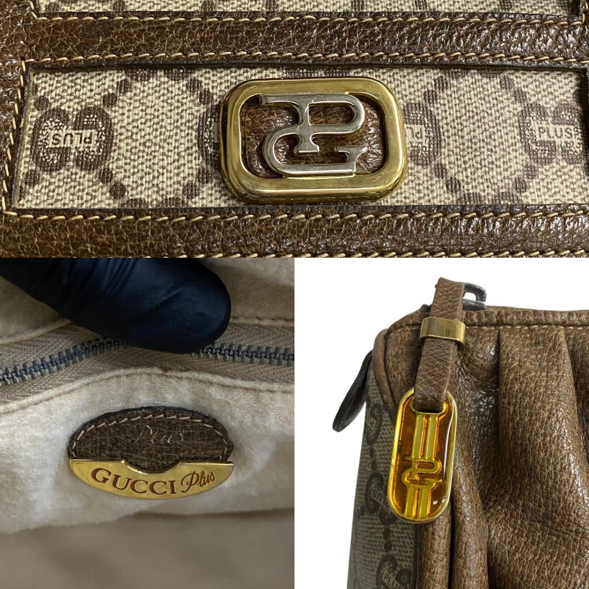 GUCCI Boston Duffel bag leather Brown