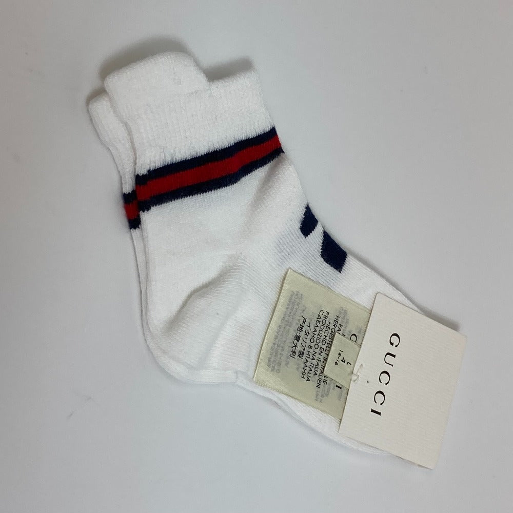 GUCCI Knit hat 418599 cotton White x navy Baby GG pattern Women M Used