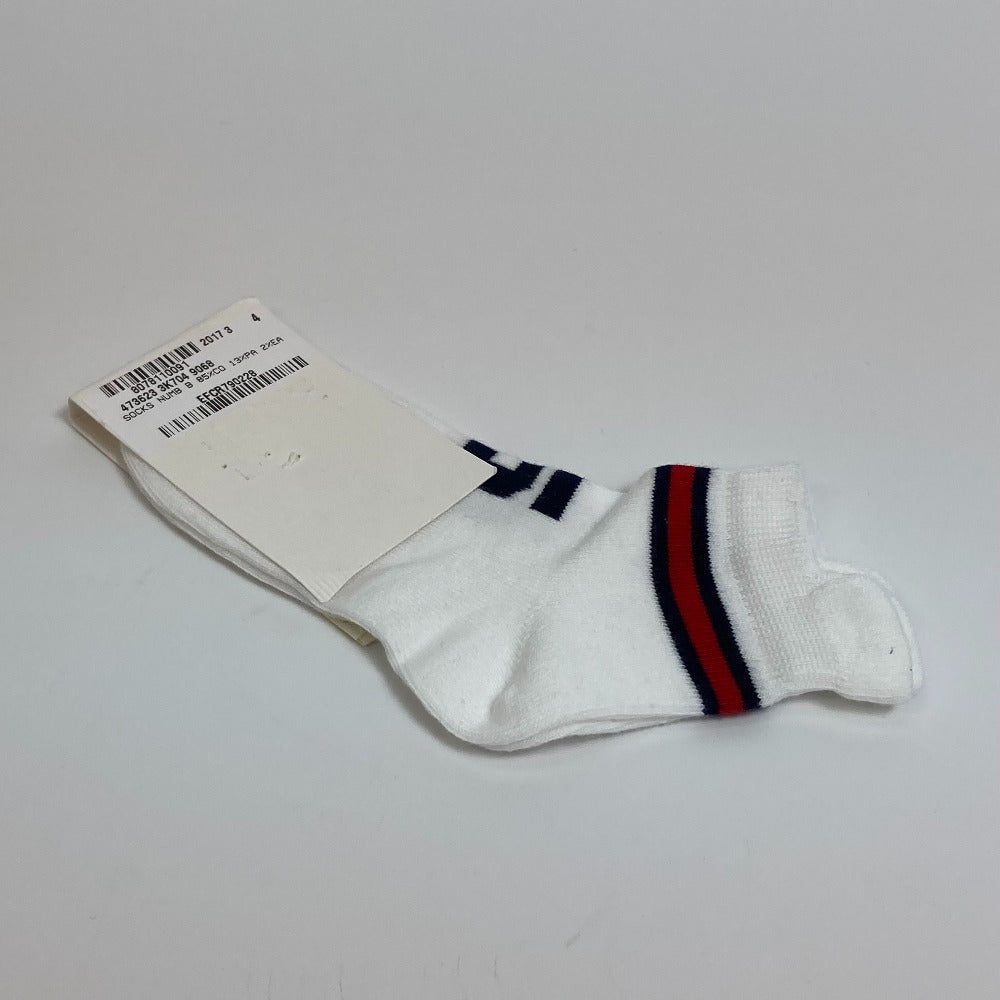 GUCCI Knit hat 418599 cotton White x navy Baby GG pattern Women M Used