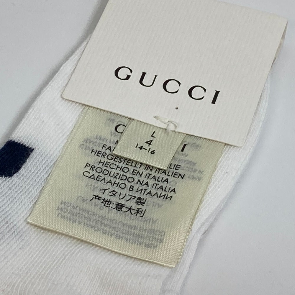 GUCCI Knit hat 418599 cotton White x navy Baby GG pattern Women M Used